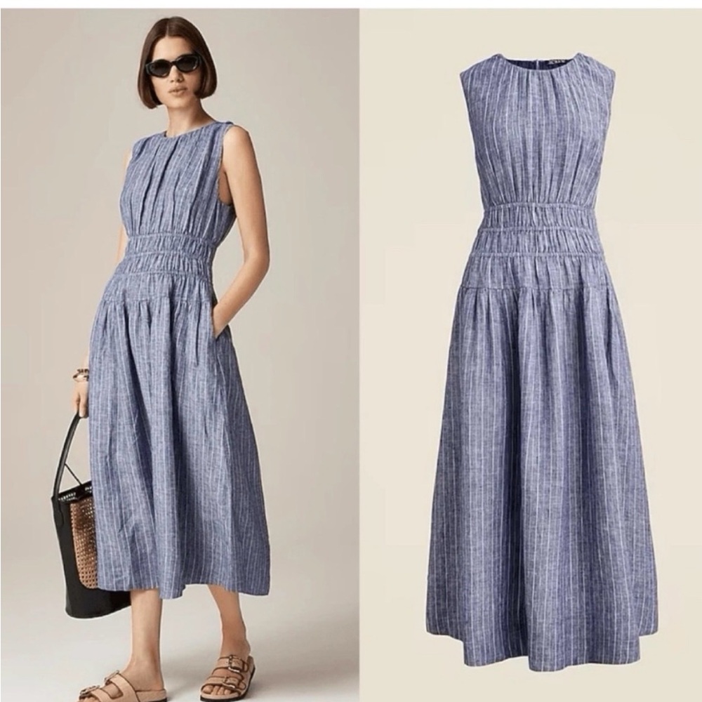 J.Crew Hyacinth Dress in Striped Linen Size XS